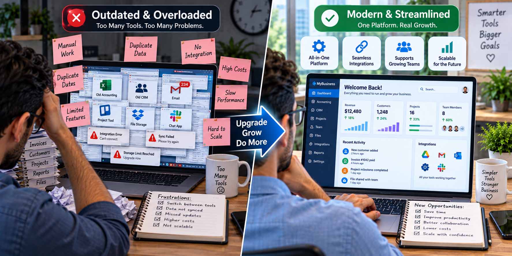 Business owner deciding when to replace business software