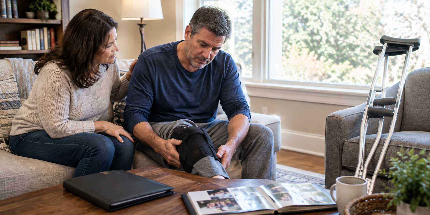 Injured adult receiving family support while recovering from non-economic damages in a personal injury claim.